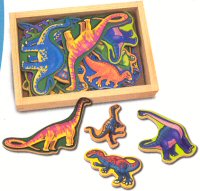 20 WOODEN DINOSAUR MAGNETS IN A BOX #0476 by Melissa and Doug